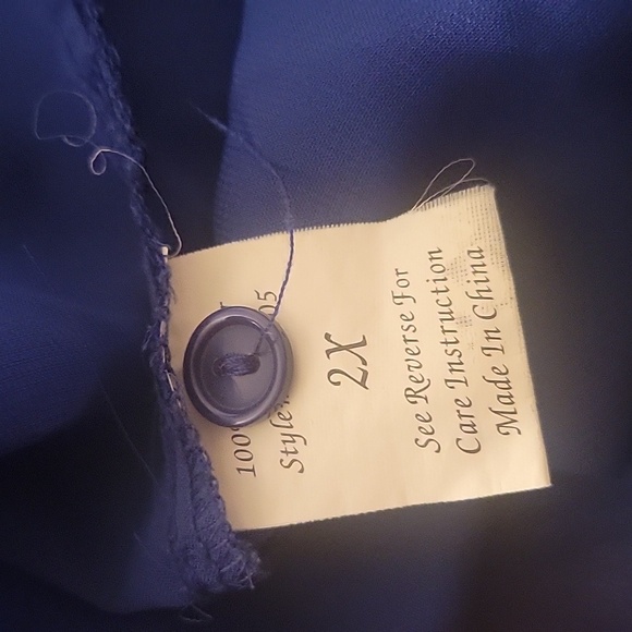 Jasmine Woman's Semi-Sheer Blue Blouse With Cut Out on Back of Blouse, Size 2X - Picture 3 of 9